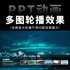 高级感7张多图放大轮播平滑切换效果排版展示动画动态ppt模板素材