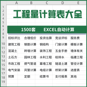 工程量计算表格软件大全钢结构土建安装路桥市政装修建筑预算造价