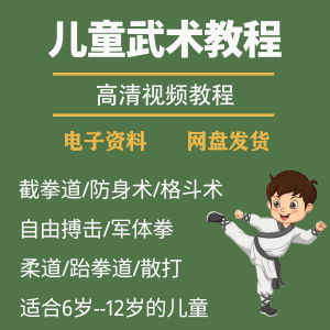 少儿童武术视频教程零基础自学咏春散打擒拿泰拳跆拳道防身术课程