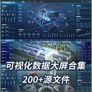 可视化数据大屏设计模板蓝色科技数字孪生设计素材UI界面PSD文件