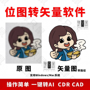 图片位图转矢量ai/cdr/cad软件logo自动抠图高清线条路径雕刻制作